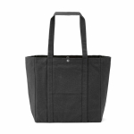 Recycled cotton shopping bag with press-stud fastening 360 g/m2 black colour rear view
