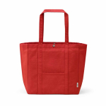 Recycled cotton shopping bag with press-stud fastening 360 g/m2 red colour front view