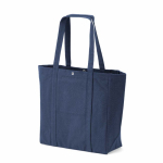 Recycled cotton shopping bag with press-stud fastening 360 g/m2 navy-blue colour second view