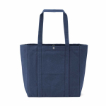 Recycled cotton shopping bag with press-stud fastening 360 g/m2 navy-blue colour rear view