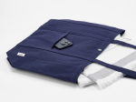 Recycled cotton shopping bag with press-stud fastening 360 g/m2 navy-blue colour detail view
