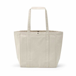 Recycled cotton shopping bag with press-stud fastening 360 g/m2 natural colour rear view