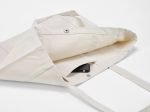 Recycled cotton shopping bag with press-stud fastening 360 g/m2 natural colour detail view