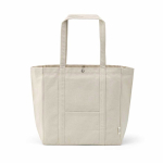 Recycled cotton shopping bag with press-stud fastening 360 g/m2 natural colour front view