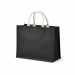 Laminated jute shopping bag with cotton handles 20 L black colour second view