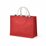 Laminated jute shopping bag with cotton handles 20 L red colour second view