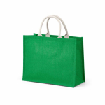 Laminated jute shopping bag with cotton handles 20 L green colour second view
