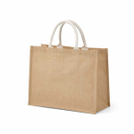 Laminated jute shopping bag with cotton handles 20 L natural colour second view