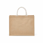 Laminated jute shopping bag with cotton handles 20 L natural colour rear view