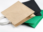 Laminated jute shopping bag with cotton handles 20 L detail view