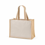 Recycled cotton and jute shopping bag with long handles 300 g/m² natural colour second view