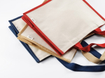 Recycled cotton and jute shopping bag with long handles 300 g/m² detail view