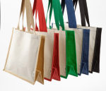 Recycled cotton and jute shopping bag with long handles 300 g/m²