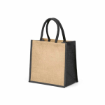 Laminated jute shopping bag with cotton handles 16 L black colour second view