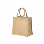 Laminated jute shopping bag with cotton handles 16 L natural colour second view