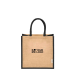 Laminated jute shopping bag with cotton handles 16 L main view