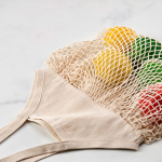 Cotton mesh shopping bag with long handles 180 g/m² natural colour detail view
