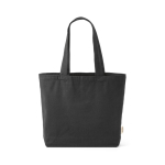 Eco shopping bag with inner pocket and long handles 220 g/m² black colour front view