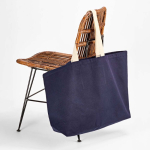 32 L recycled cotton shopping bag with gusset 400 g/m² navy-blue colour ambient view