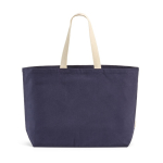 32 L recycled cotton shopping bag with gusset 400 g/m² navy-blue colour front view
