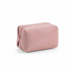 Geometric recycled faux leather toiletry bag with recycled lining pink colour second view