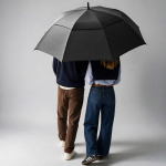 Durable automatic recycled plastic golf umbrella ø135 black colour ambient view