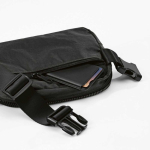 Water-resistant recycled nylon waist bag with rear pocket 1.5 L black colour detail view