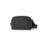 Water-resistant recycled nylon waist bag with rear pocket 1.5 L black colour front view