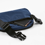 Water-resistant recycled nylon waist bag with rear pocket 1.5 L navy-blue colour detail view