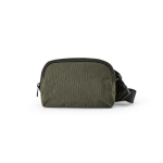 Water-resistant recycled nylon waist bag with rear pocket 1.5 L dark green colour front view
