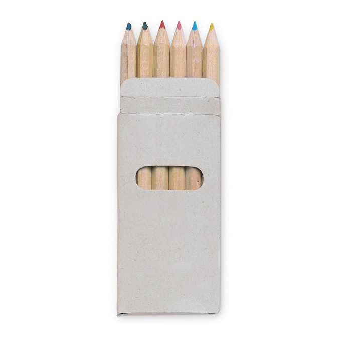 Printable box of 6 coloured pencils, Essential multicolour colour view with print area