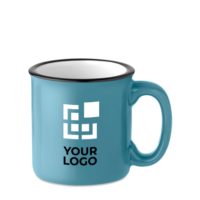 Ceramic coffee mug with a vintage look, printable, 240 ml blue colour view with print area