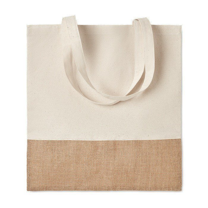 Tote bag with imitation jute details, 160 g/m2, Natural view with print area