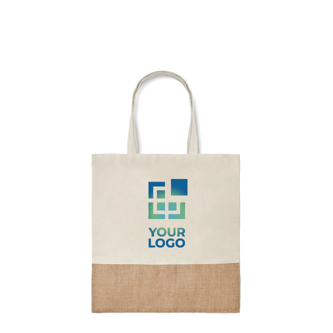 Tote bag with imitation jute details, 160 g/m2, Natural view with print area
