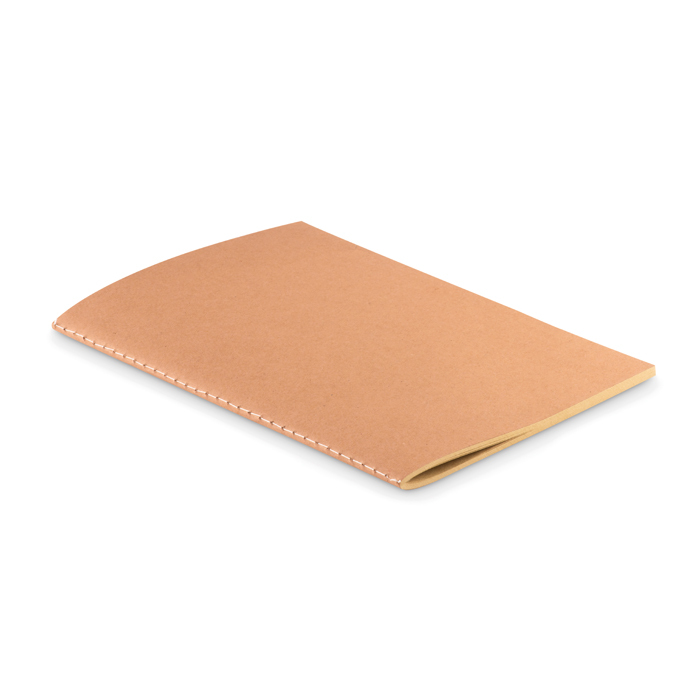 Eco A5 notebook with cardboard cover, cream pages view with print area