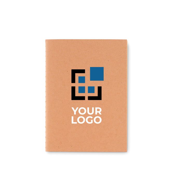 Eco A6 notebook with cardboard cover, cream pages view with print area