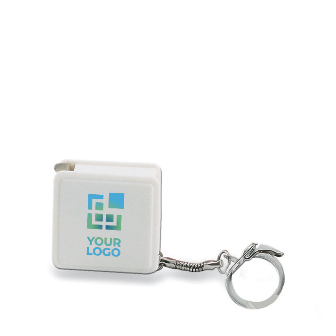 Square keyring with measuring tape, 1M view with print area