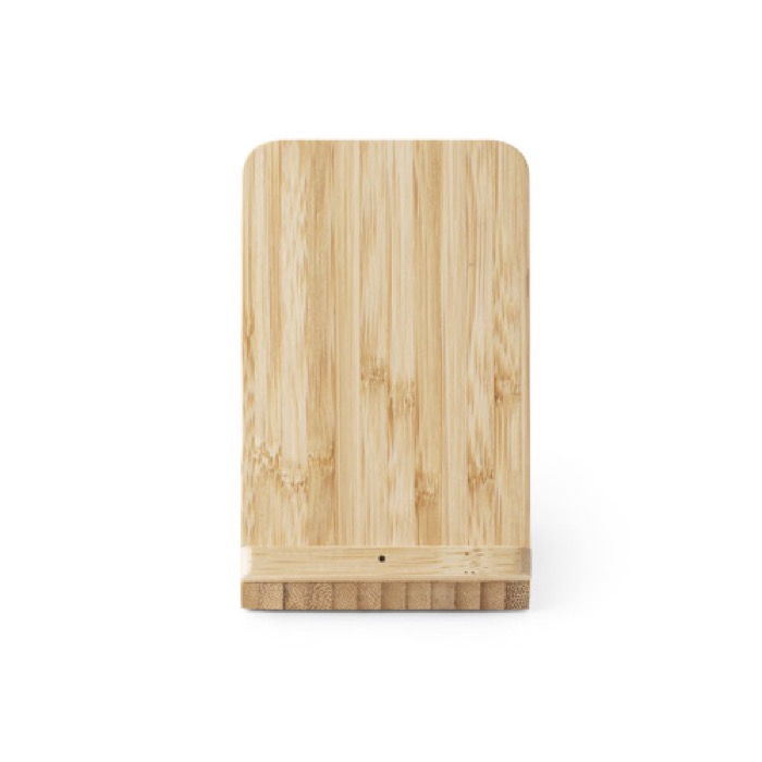 Wireless charging station & bamboo pen holder, iPhone & Android main view