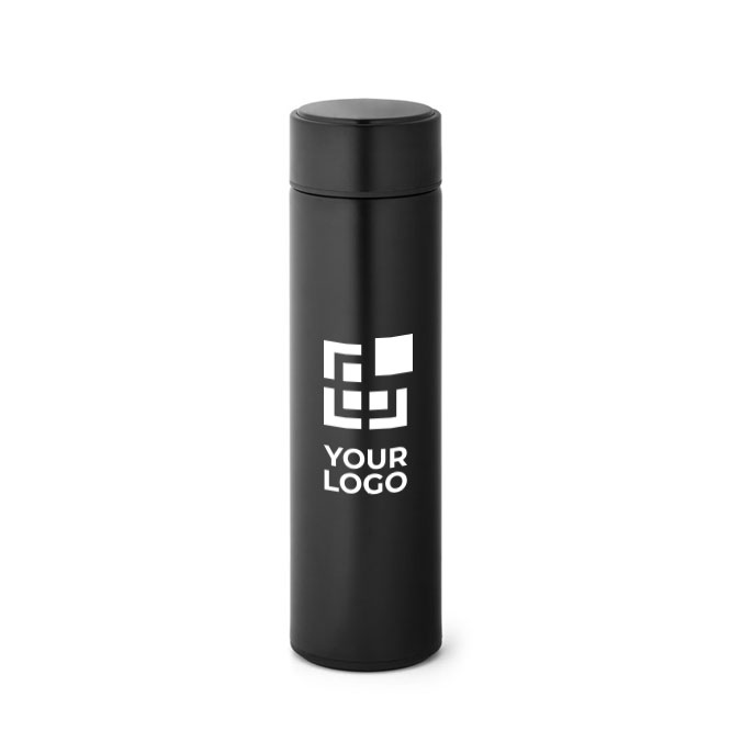 Thermos flask with temperature display, silver & black, 470ml main view