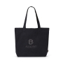 Shopping bag made from recycled cotton and polyester, black, 220 g/m2