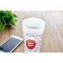 Reusable PP cup with frosted finish surface, 550 ml, printed with logo on a table
