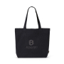 Shopping bag made from recycled cotton and polyester, black, 220 g/m2