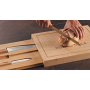 Bamboo chopping board with drawer & 3 knives