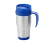 Cheap insulated steel mug with plastic interior, 400 ml colour blue
