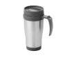 Cheap insulated steel mug with plastic interior, 400 ml colour grey