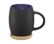 Ceramic mug with wooden base or lid 400 ml colour blue