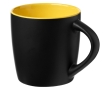 Black ceramic mug with coloured interior, 340 ml colour yellow