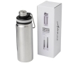 Sports steel bottle with handle and spout, 590 ml colour silver