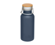 Single-wall stainless steel bottle, bamboo lid, 550ml colour cyan blue