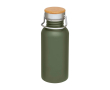 Single-wall stainless steel bottle, bamboo lid, 550ml colour dark green